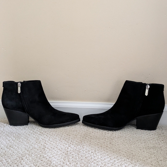 Sam Edelman Walden Ankle Boot Black Suede Block Heel Zipper Bootie - Picture 5 of 12